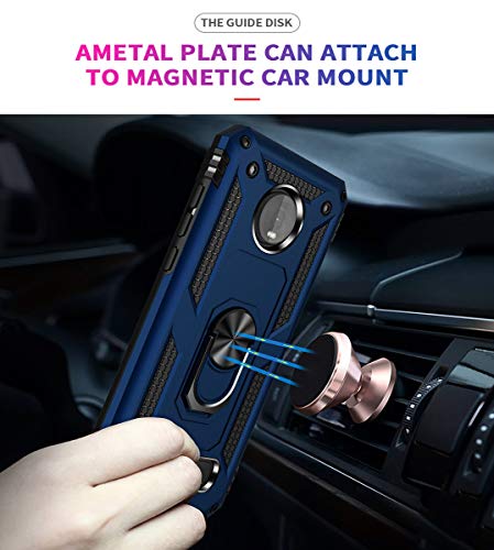 Moto Z4 Case,Moto Z4 Play Case, [ Military Grade ] 15ft. Drop Tested Protective Case with Magnetic Car Mount Ring Holder Stand Cover for Moto Z4/Z4 Play - Blue