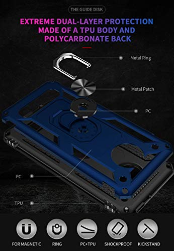 Moto Z4 Case,Moto Z4 Play Case, [ Military Grade ] 15ft. Drop Tested Protective Case with Magnetic Car Mount Ring Holder Stand Cover for Moto Z4/Z4 Play - Blue