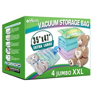 xxl jumbo 47''x35'' vacuum storage space saver bags extra large for blanket, bedding, comforters and huge stuffed toy (4 pack)