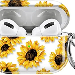 Maxjoy for AirPods Pro Case Cover, Sunflower Floral Clear Air Pods Pro Case for Women Girls Cute Protective iPods Pro Cover with Keychain Compatible AirPods Pro Charging Case 2019, Flower