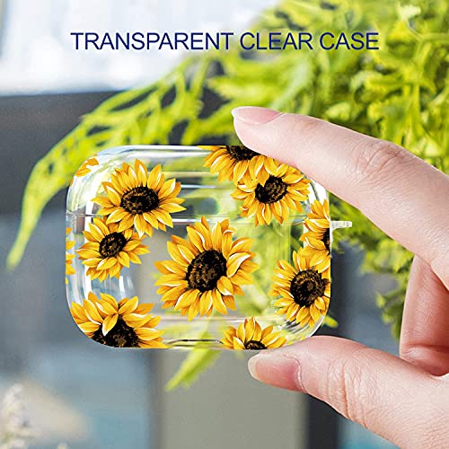 Maxjoy for AirPods Pro Case Cover, Sunflower Floral Clear Air Pods Pro Case for Women Girls Cute Protective iPods Pro Cover with Keychain Compatible AirPods Pro Charging Case 2019, Flower