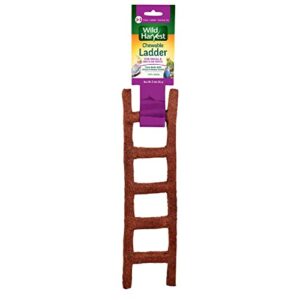 wild harvest chewable ladder for birds, chewable exercise toy, made with alfalfa and honey flavors