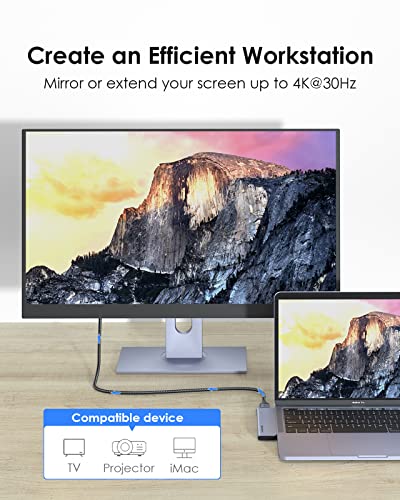 LENTION USB C Hub with 100W PD + 40Gbps USB C Port, 4K HDMI, 2 USB 3.0 and SD/Micro SD Card Reader Compatible 2022-2016 MacBook Pro 13/15/16, New Mac Air, Stable Driver Adapter (CB-CS64, Space Gray)