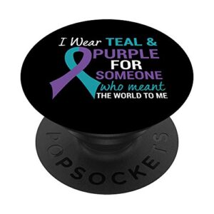 semicolon teal & purple ribbon suicide awareness popsockets swappable popgrip