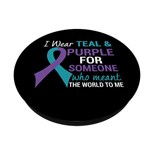 Semicolon Teal & Purple Ribbon Suicide Awareness PopSockets Swappable PopGrip