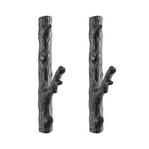 danya b. cast iron tree branch wall hook 2-piece set | wall mounted | for towels, bags, purses, coats, jackets, scarves, hats, caps, robes | use in entryway, bedroom, hallway, bathroom, kitchen- brown