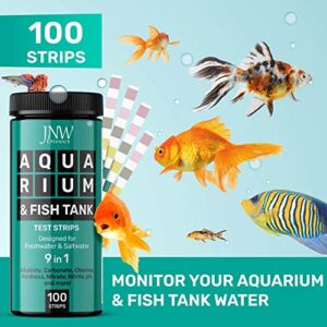 JNW Direct Aquarium Test Strips - 9-in-1 Aquarium Test Kit with eBook - Aquarium Water Test Kit with Quick and Accurate Fish Tank Test Strips - 100 Test Strips