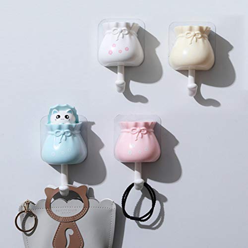 4 Pcs Peek-a-Boo Cat Heavy Duty Coat Hooks Adhesive Peeping Cat Wall Mounted, Wall Hooks for Hanging Decorations