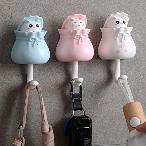 4 Pcs Peek-a-Boo Cat Heavy Duty Coat Hooks Adhesive Peeping Cat Wall Mounted, Wall Hooks for Hanging Decorations