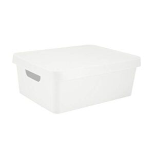 simplify medium vinto storage box | click tight lid | stackable | home organization | bathroom | accessories | toys | closet | 2 handles | white