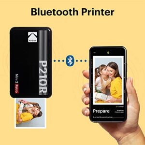 KODAK Mini 2 Retro 4PASS Portable Photo Printer (2.1x3.4 inches) + 8 Sheets, Black