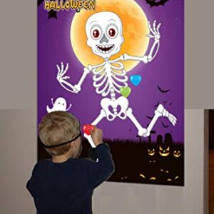 Funnlot Halloween Games for Kids Party Pin The Heart on The Mr.Bones Game Halloween Party Favors  Halloween Party Games Activities Halloween Pin The Tail Game