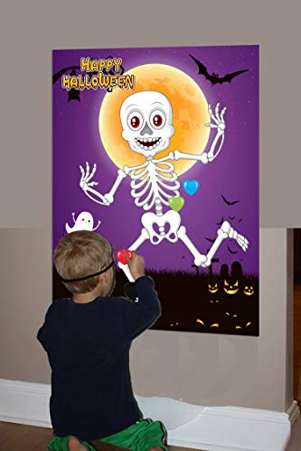 Funnlot Halloween Games for Kids Party Pin The Heart on The Mr.Bones Game Halloween Party Favors  Halloween Party Games Activities Halloween Pin The Tail Game