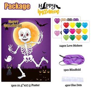 Funnlot Halloween Games for Kids Party Pin The Heart on The Mr.Bones Game Halloween Party Favors  Halloween Party Games Activities Halloween Pin The Tail Game