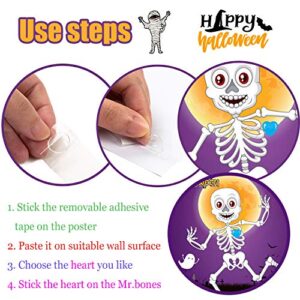 Funnlot Halloween Games for Kids Party Pin The Heart on The Mr.Bones Game Halloween Party Favors  Halloween Party Games Activities Halloween Pin The Tail Game