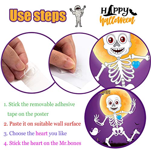 Funnlot Halloween Games for Kids Party Pin The Heart on The Mr.Bones Game Halloween Party Favors  Halloween Party Games Activities Halloween Pin The Tail Game