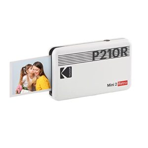 kodak mini 2 retro 4pass portable photo printer (2.1x3.4 inches) + 8 sheets, white