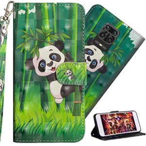 isadenser redmi note 9 pro case redmi note 9s case for women [wallet stand] with credit cards slot cash pockets flip leather pu wallet case for xiaomi redmi note 9 pro max / note 9s 3d bamboo panda yx