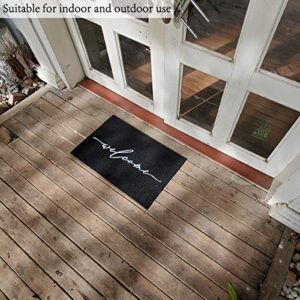 AAZZKANG Welcome Mat Door Mats Outdoor with Non Slip Rubber Backing Durable Front Door Mat Easy to Clean Indoor Doormat for Entrance,High Traffic Areas,Patio Black