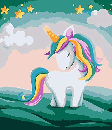 L LIFETIME Art Paint Set for Kids, Paint by Number Supplies for Girls Boys Kids Adults Beginners with Brush Hard Canvas Acrylic Paints Washable DIY Painting Kit Craft Gift Room Decore Teen (Unicorn)