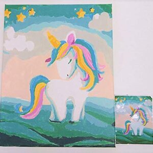 L LIFETIME Art Paint Set for Kids, Paint by Number Supplies for Girls Boys Kids Adults Beginners with Brush Hard Canvas Acrylic Paints Washable DIY Painting Kit Craft Gift Room Decore Teen (Unicorn)