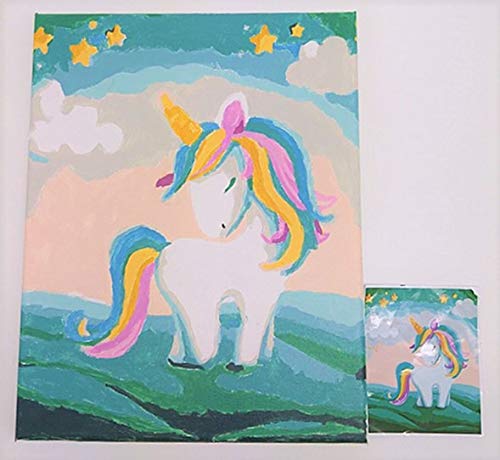 L LIFETIME Art Paint Set for Kids, Paint by Number Supplies for Girls Boys Kids Adults Beginners with Brush Hard Canvas Acrylic Paints Washable DIY Painting Kit Craft Gift Room Decore Teen (Unicorn)