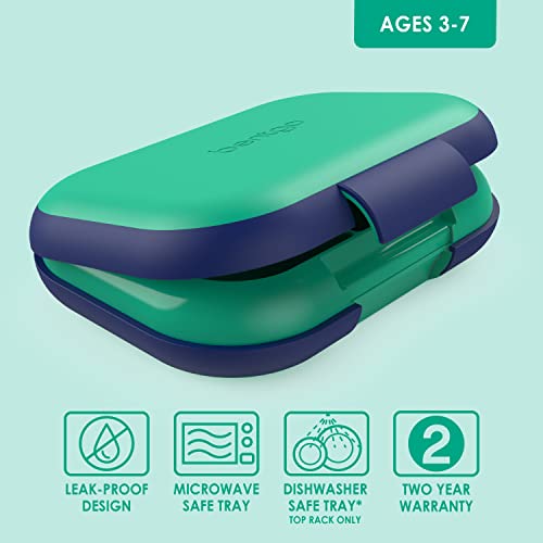 Bentgo® Kids Chill Lunch Box - Bento-Style Lunch Solution with 4 Compartments and Removable Ice Pack for Meals and Snacks On-the-Go - Leak-Proof, Dishwasher Safe, Patented Design (Green/Navy)