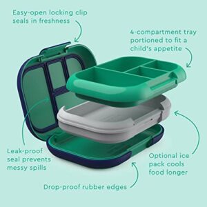 Bentgo® Kids Chill Lunch Box - Bento-Style Lunch Solution with 4 Compartments and Removable Ice Pack for Meals and Snacks On-the-Go - Leak-Proof, Dishwasher Safe, Patented Design (Green/Navy)