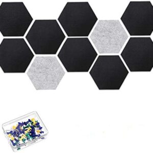 Cork Board Tiles Bulletin Board, 10Pcs Hexagon Felt Memo Board, Cute Picture Pin Board with 20 Pcs Push Pins, Decoration for Home Office Classroom Wall 6.8 x 5.9 x 0.25 inch