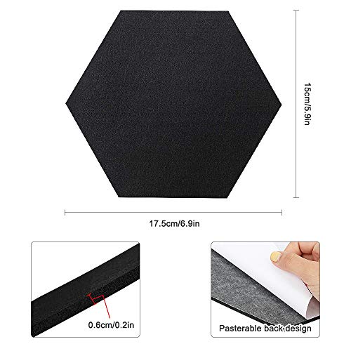 Cork Board Tiles Bulletin Board, 10Pcs Hexagon Felt Memo Board, Cute Picture Pin Board with 20 Pcs Push Pins, Decoration for Home Office Classroom Wall 6.8 x 5.9 x 0.25 inch