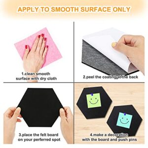 Cork Board Tiles Bulletin Board, 10Pcs Hexagon Felt Memo Board, Cute Picture Pin Board with 20 Pcs Push Pins, Decoration for Home Office Classroom Wall 6.8 x 5.9 x 0.25 inch