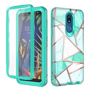 hekodonk for lg k40/ lg k12 plus/lg x4 (2019)/lmx4 case built in screen protector heavy duty high impact pc tpu full body protective shockproof anti-scratch cover for lg k40 -marble mint