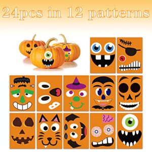 Joy Bang Halloween Pumpkin Stickers Pumpkin Decorating Stickers 24PCS Pumpkin Stickers Kit for Kids Halloween Pumpkin Face Stickers Decals