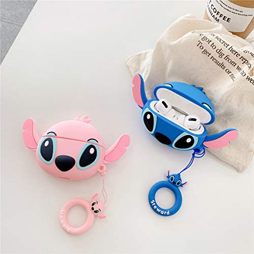 Hairland for Airpod Pro 2019/Pro 2 Gen 2022 Case, Soft Silicone Protective Cartoon Cute Air Pods Cover Skin Kids Girls Funny Headphone Accessories Charging Cases for AirPods Pro (Blue+Pink Ear Stih)