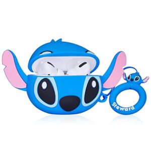 Hairland for Airpod Pro 2019/Pro 2 Gen 2022 Case, Soft Silicone Protective Cartoon Cute Air Pods Cover Skin Kids Girls Funny Headphone Accessories Charging Cases for AirPods Pro (Blue+Pink Ear Stih)