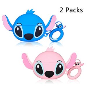 Hairland for Airpod Pro 2019/Pro 2 Gen 2022 Case, Soft Silicone Protective Cartoon Cute Air Pods Cover Skin Kids Girls Funny Headphone Accessories Charging Cases for AirPods Pro (Blue+Pink Ear Stih)