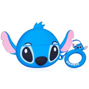 Hairland for Airpod Pro 2019/Pro 2 Gen 2022 Case, Soft Silicone Protective Cartoon Cute Air Pods Cover Skin Kids Girls Funny Headphone Accessories Charging Cases for AirPods Pro (Blue+Pink Ear Stih)