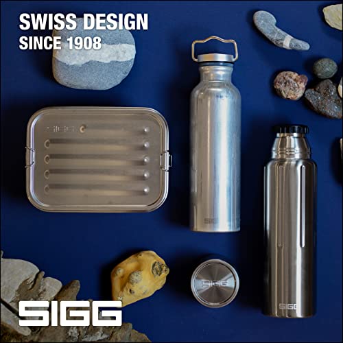 SIGG - Gemstone Box - Selenite Lunch Box - Stainless Steel Lunch Box with Leak-Proof Silicone Rim - Divided Lunch Box for Lunch and Leftovers - Silver - 27 Oz