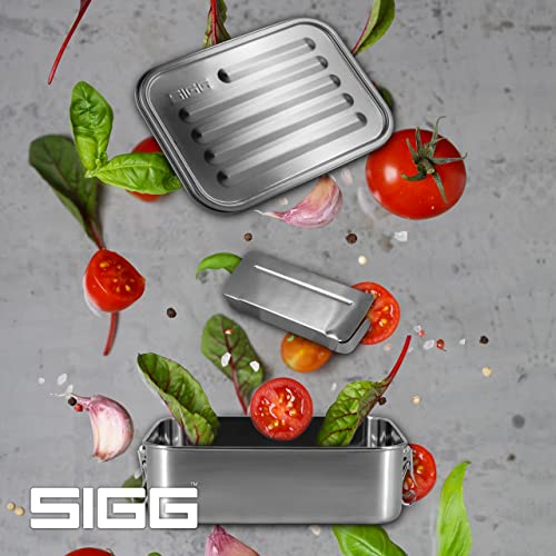 SIGG - Gemstone Box - Selenite Lunch Box - Stainless Steel Lunch Box with Leak-Proof Silicone Rim - Divided Lunch Box for Lunch and Leftovers - Silver - 27 Oz