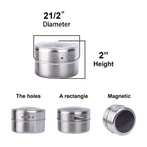 Stainless Steel Spice Tins Magnetic Spice Jars, Set of 12 Spice Storage Container Clear Lid Sift or Pour, Multi-Purpose Storage Tins with Window Top, Magnetic on Refrigerators or Grill