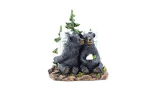 comfy hour 3.7" polyresin lover bears beside pine tree salt and pepper bottle, lodge, cottage and cabin style, multicolor (bottle not included), western retro collection