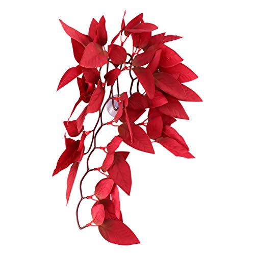 POPETPOP Aquarium Artificial Plant Fake Aquatic Plants Suction Cup Rattan Ornament for Fish Tank Landscape Decoration Red