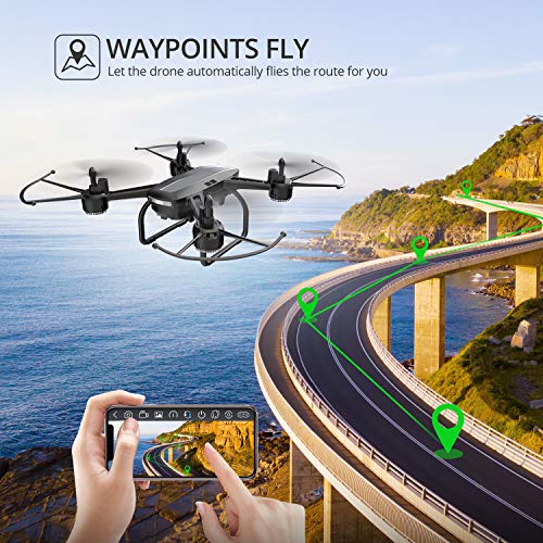 DEERC Drone with Camera for Adults 2K Ultra HD FPV Live Video Wide Angle, Altitude Hold, Headless Mode, Gesture Selfie, Waypoints Functions RC Quadcopter with 2 Batteries and Backpack