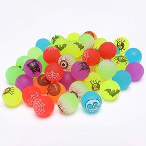 FUNNISM 48PCS Glow in The Dark Halloween Bouncing Balls,8 Halloween Theme Designs Halloween Party Supplies,Classroom Prizes,School Game,Goodie Bag Filler,Trick or Treat Halloween Party Favors/Gift/Toy