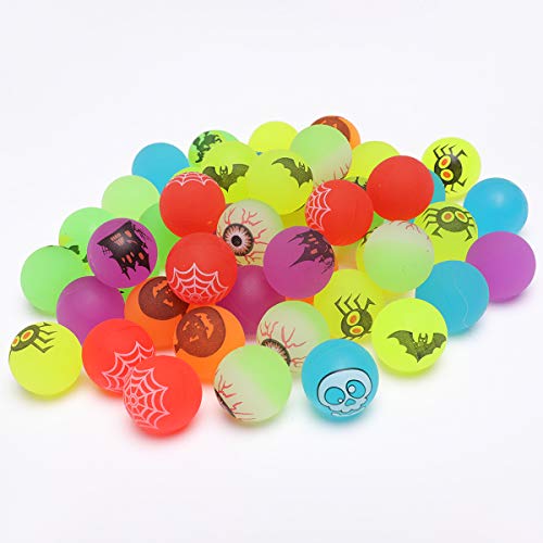 FUNNISM 48PCS Glow in The Dark Halloween Bouncing Balls,8 Halloween Theme Designs Halloween Party Supplies,Classroom Prizes,School Game,Goodie Bag Filler,Trick or Treat Halloween Party Favors/Gift/Toy