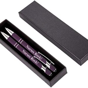 "Nurses Rock!" Pens Gift Set - 2 Pack of Metal Soft-Touch Pens w/gift box - 2 in 1 Combo Pen for Your Favorite Nurse (Purple - Purple)