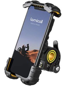 lamicall bike phone holder, motorcycle phone mount - adjustable scooter phone holder for iphone 12 mini, 12 pro max, 11 pro max xs xr 8 x 8p 7 7p 6s, samsung s10 s9 s8, huawei, all 4.7-6.8 devices
