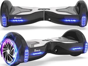 tomoloo hoverboard, 6.5" two-wheel self balancing scooters with led rhythm lights and bluetooth speaker for beginners（children and adults）