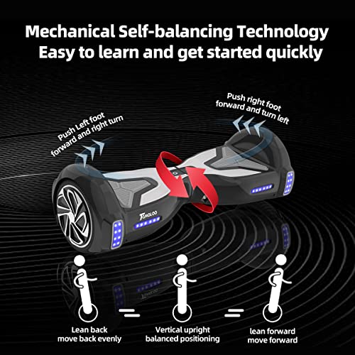 TOMOLOO Hoverboard, 6.5" Two-Wheel Self Balancing Scooters with LED Rhythm Lights and Bluetooth Speaker for Beginners（Children and Adults）