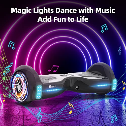 TOMOLOO Hoverboard, 6.5" Two-Wheel Self Balancing Scooters with LED Rhythm Lights and Bluetooth Speaker for Beginners（Children and Adults）